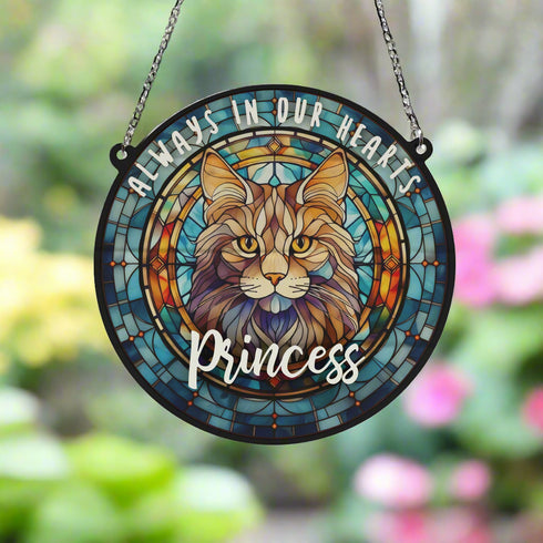Cat Maine Coon Memorial Stained Glass Effect Suncatcher